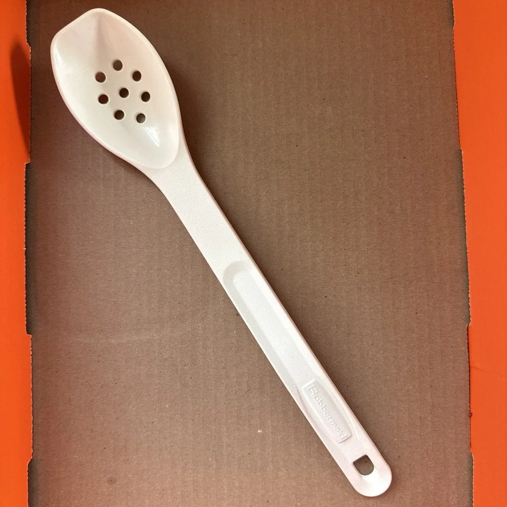 Vintage Rubbermaid L White Slotted Strainer Spoon Utensil 1974 Nylon Plastic 12